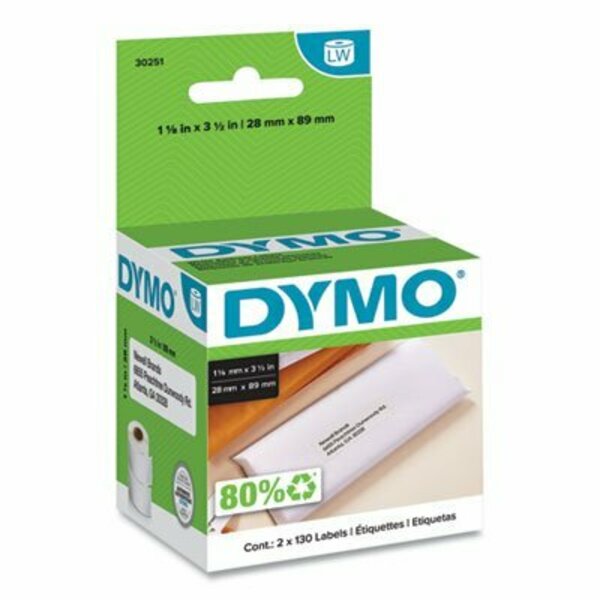 Dymo ADDRESS LBLS WHITE 1-1/8X3-1/2 2ROL 30251